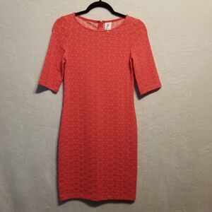 Julia Jordan 2 Dress Jacquard Ponte Knit Circle Pattern Coral Sheath Career Work